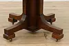 Craftsman Antique 45" Round Oak Dining Table Extends 71" (10)