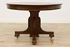 Craftsman Antique 45" Round Oak Dining Table Extends 71" (11)