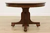 Craftsman Antique 45" Round Oak Dining Table Extends 71" (13)