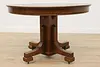 Craftsman Antique 45" Round Oak Dining Table Extends 71" (14)