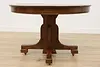 Craftsman Antique 45" Round Oak Dining Table Extends 71" (15)