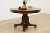 Craftsman Antique 45" Round Oak Dining Table Extends 71" (3)