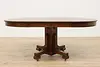 Craftsman Antique 45" Round Oak Dining Table Extends 71" (5)