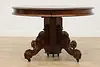 Victorian Antique Round Walnut Dining Table, 3 Leaves (12)