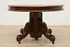 Victorian Antique Round Walnut Dining Table, 3 Leaves (14)