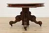 Victorian Antique Round Walnut Dining Table, 3 Leaves (15)