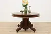 Victorian Antique Round Walnut Dining Table, 3 Leaves (2)