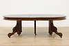 Victorian Antique Round Walnut Dining Table, 3 Leaves (5)