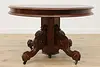 Victorian Antique Round Walnut Dining Table, 3 Leaves (8)