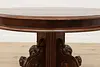 Victorian Antique Round Walnut Dining Table, 3 Leaves (9)