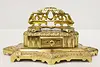 Victorian Antique Brass Plated Double Desktop Inkwell (6)