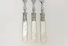 Set of 3 Victorian Antique Sterling & Pearl Appetizer Forks (4)