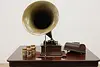 Edison Antique Oak Record Player Cylinder Phonograph & Horn (2)