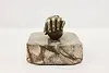 Classical Antique Bronze Hand & Marble Base Paperweight (8)