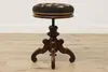 Victorian Antique Piano or Organ Stool Needlepoint Barnett (7)