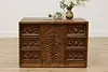 Asian Vintage Carved Pine Jewelry or Collector Cabinet (2)