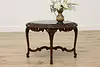 French Design Vintage Walnut & Marble Top Coffee End Table (2)