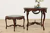 French Design Vintage Walnut & Marble Top Coffee End Table (3)