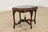 French Design Vintage Walnut & Marble Top Coffee End Table (4)