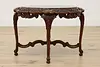 French Design Vintage Walnut & Marble Top Coffee End Table (5)