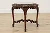 French Design Vintage Walnut & Marble Top Coffee End Table (6)