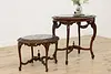 French Design Walnut Marble Top Parlor Lamp or Hall Table (3)