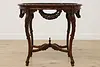 French Design Walnut Marble Top Parlor Lamp or Hall Table (6)