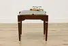 Midcentury Modern Vintage Walnut & Brass Bench Stool Storage (2)