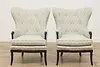 Pair of Art Deco Upholstered Fan Back Library Chairs (2)