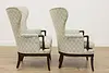 Pair of Art Deco Upholstered Fan Back Library Chairs (21)