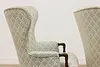 Pair of Art Deco Upholstered Fan Back Library Chairs (22)