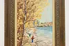 Autumn Lakeshore Vintage Original Oil Painting Macey 41" (5)