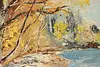 Autumn Lakeshore Vintage Original Oil Painting Macey 41" (7)