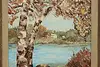 Forest Village & Lake Vintage Original Acrylic Painting 22" (2)