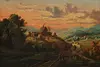 Country Sunrise Victorian Antique Original Oil Painting 42" (2)