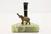 Bronze Elephant & Onyx Antique Desktop Pen Holder (5)