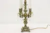 Italian Antique Brass & Crystal Candelabra, Flame Bulbs (10)