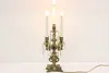 Italian Antique Brass & Crystal Candelabra, Flame Bulbs (11)