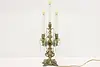 Italian Antique Brass & Crystal Candelabra, Flame Bulbs (12)