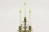 Italian Antique Brass & Crystal Candelabra, Flame Bulbs (13)