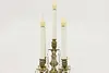 Italian Antique Brass & Crystal Candelabra, Flame Bulbs (17)