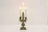 Italian Antique Brass & Crystal Candelabra, Flame Bulbs (2)