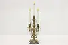 Italian Antique Brass & Crystal Candelabra, Flame Bulbs (4)