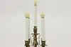 Italian Antique Brass & Crystal Candelabra, Flame Bulbs (5)