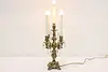 Italian Antique Brass & Crystal Candelabra, Flame Bulbs (7)