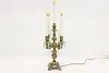 Italian Antique Brass & Crystal Candelabra, Flame Bulbs (8)