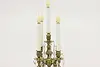 Italian Antique Brass & Crystal Candelabra, Flame Bulbs (9)