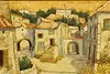 Village at Sunset Vintage Original Oil Painting Cabonbell 46" (2)