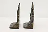 Pair of Antique Copper Finish Sailing Ship Library Bookends (4)