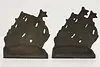 Pair of Antique Copper Finish Sailing Ship Library Bookends (5)